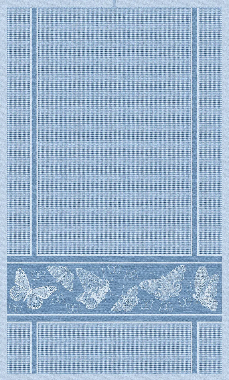 Waffeltuch Halbleinen Schmetterling mittelblau