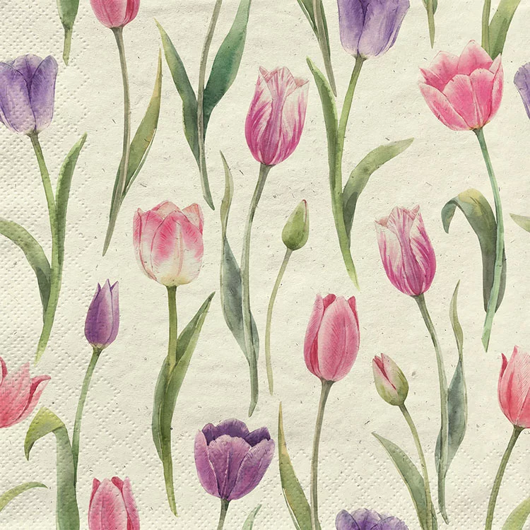 Lunch Serviette "romantic tulips" 33x33cm - 20Stk.