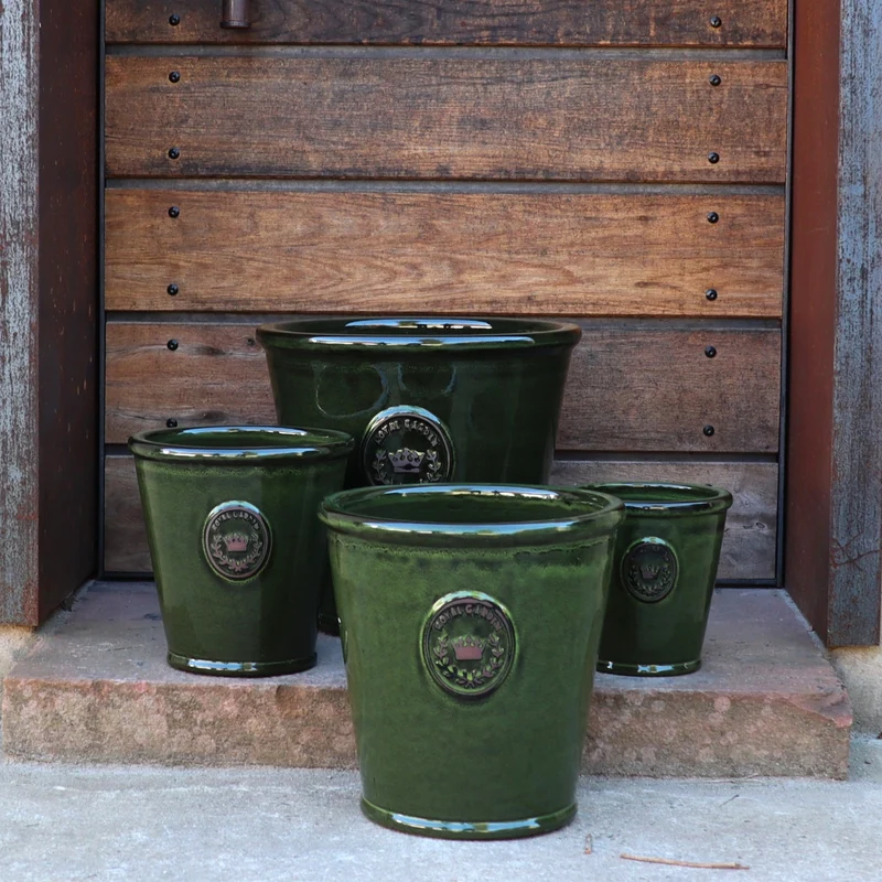 Glasierter Pflanzkübel "Garden Green" Höhe 19 bis 38 cm