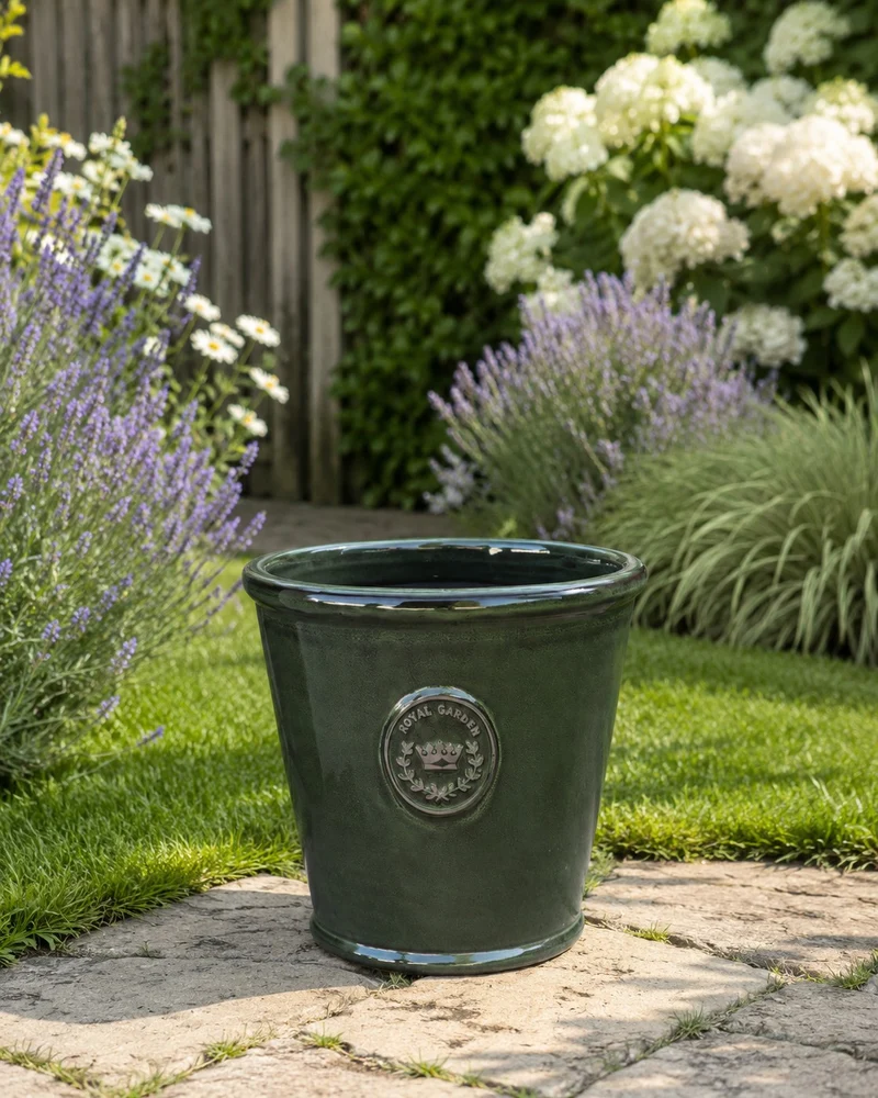 Glasierter Pflanzkübel "Garden Green" Höhe 19 bis 38 cm