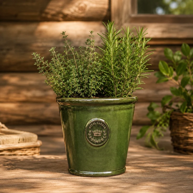 Glasierter Pflanzkübel "Garden Green" Höhe 19 bis 38 cm