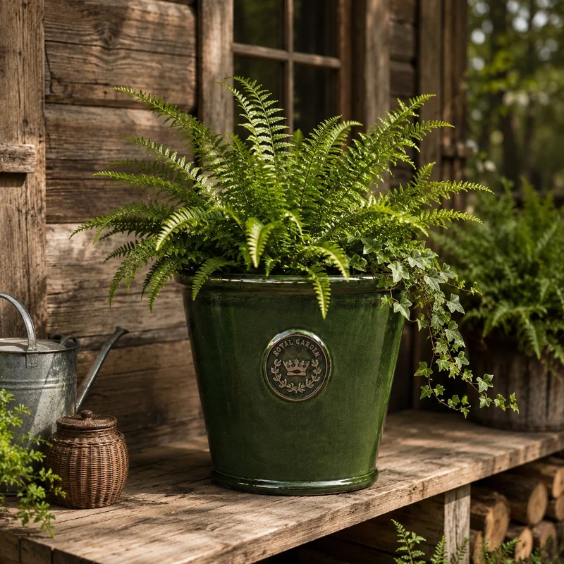 Glasierter Pflanzkübel "Garden Green" Höhe 19 bis 38 cm