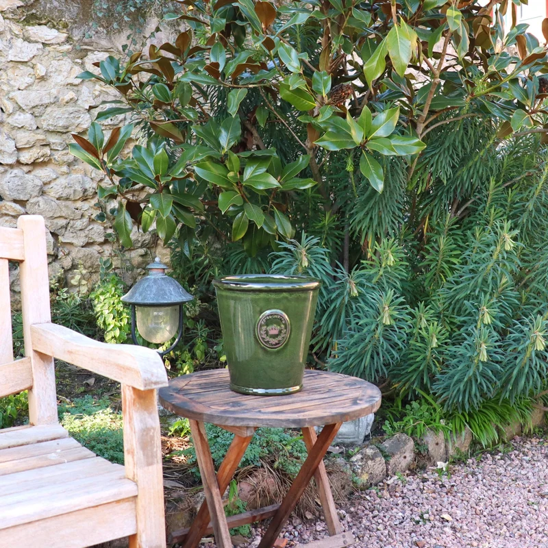 Glasierter Pflanzkübel "Garden Green" Höhe 19 bis 38 cm