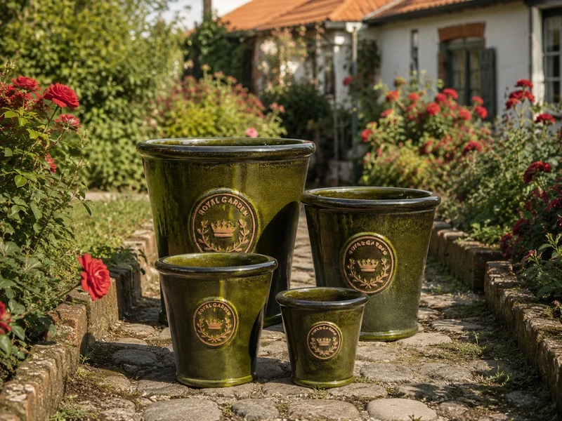 Glasierter Pflanzkübel "Garden Green" Höhe 19 bis 38 cm