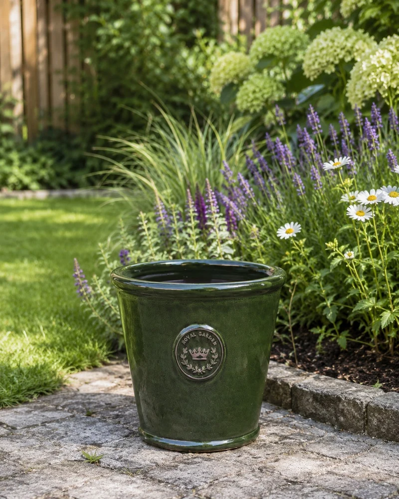 Glasierter Pflanzkübel "Garden Green" Höhe 19 bis 38 cm