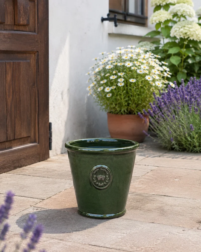 Glasierter Pflanzkübel "Garden Green" Höhe 19 bis 38 cm
