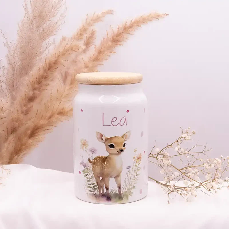 Personalisierbare Keksdose mit Name - Reh