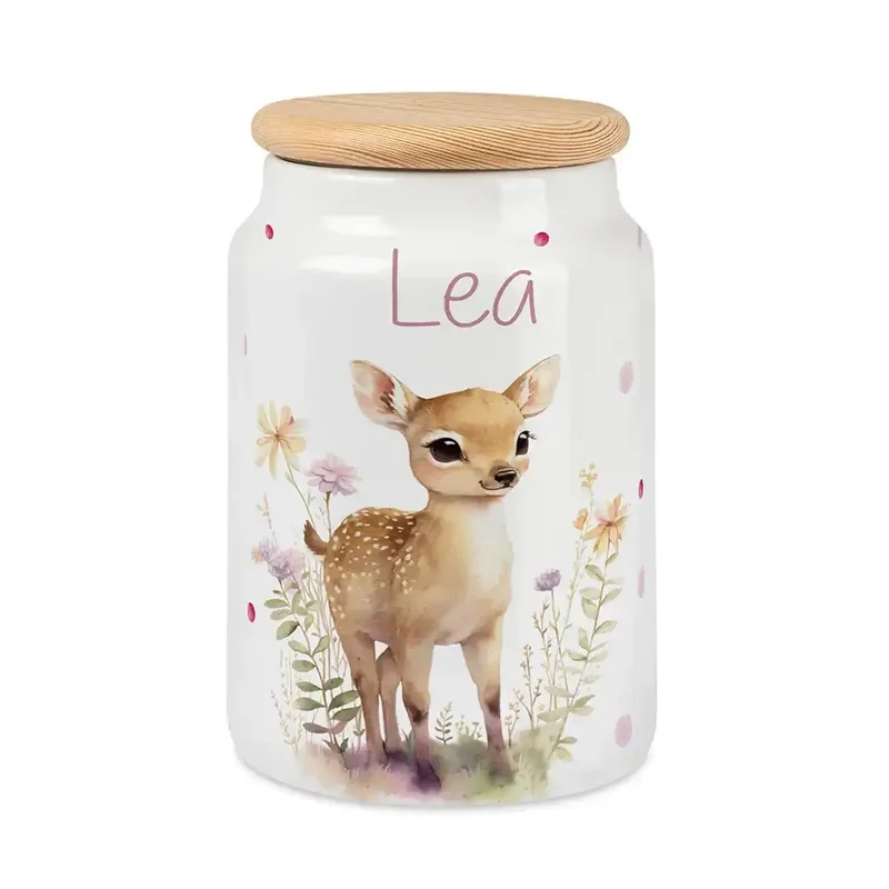 Personalisierbare Keksdose mit Name - Reh