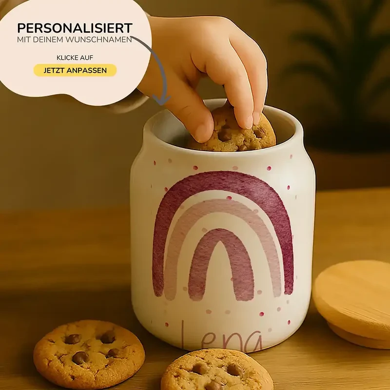 Personalisierbare Keksdose mit Name - - Regenbogen