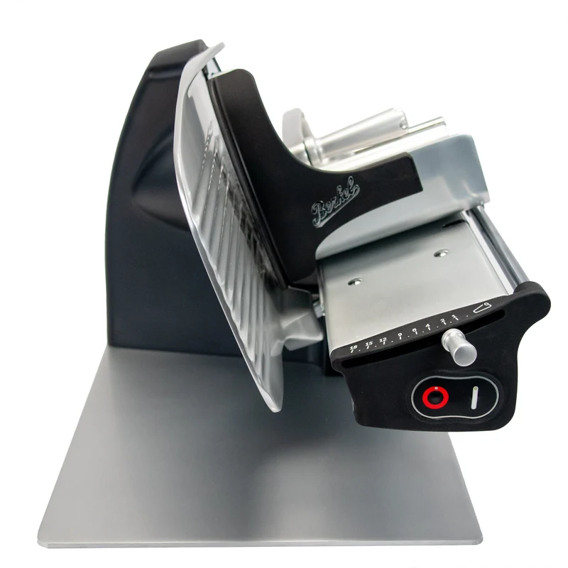 Berkel Home Line 200 Plus Schwarz Matt – Aufschnittmaschine mit handgefertigtem Unikat-Schneidebrett & Wellenschliff-Bausatz für Brot
