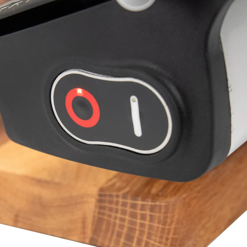Berkel Home Line 250 Plus Schwarz Matt – Allesschneider + handgefertigtem Schneidebrett + Wellenschliff-Bausatz für Brot