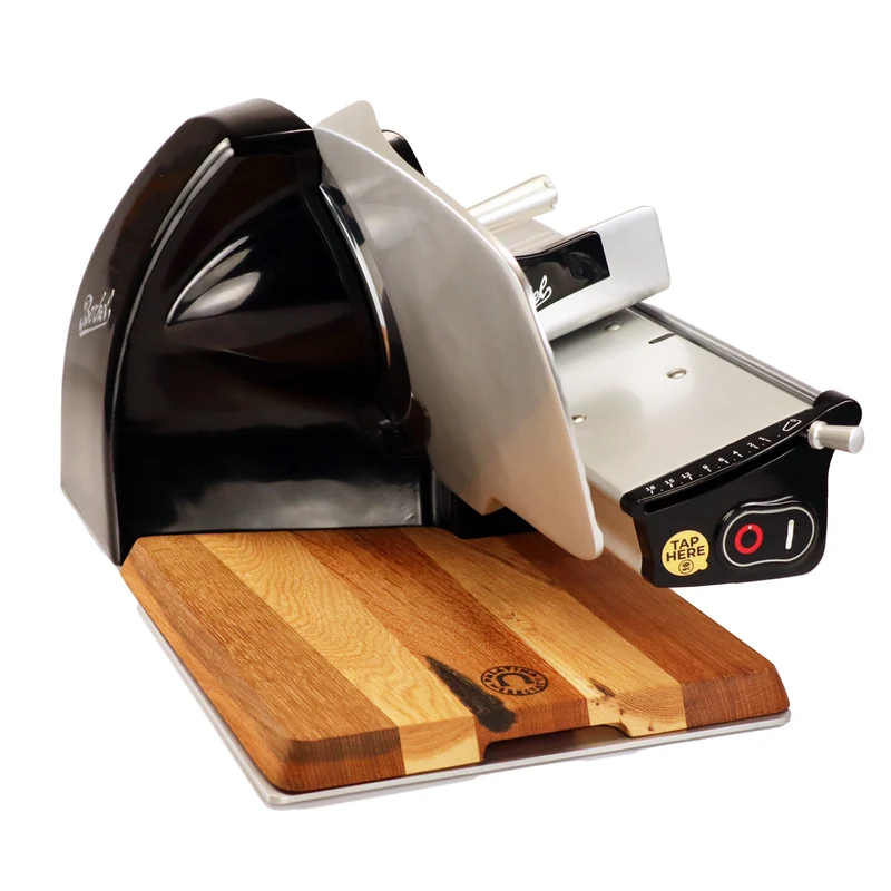 Berkel Home Line 200 Plus Schwarz – Aufschnittmaschine + Einlegebrett & Wellenschliff-Bausatz für Brot