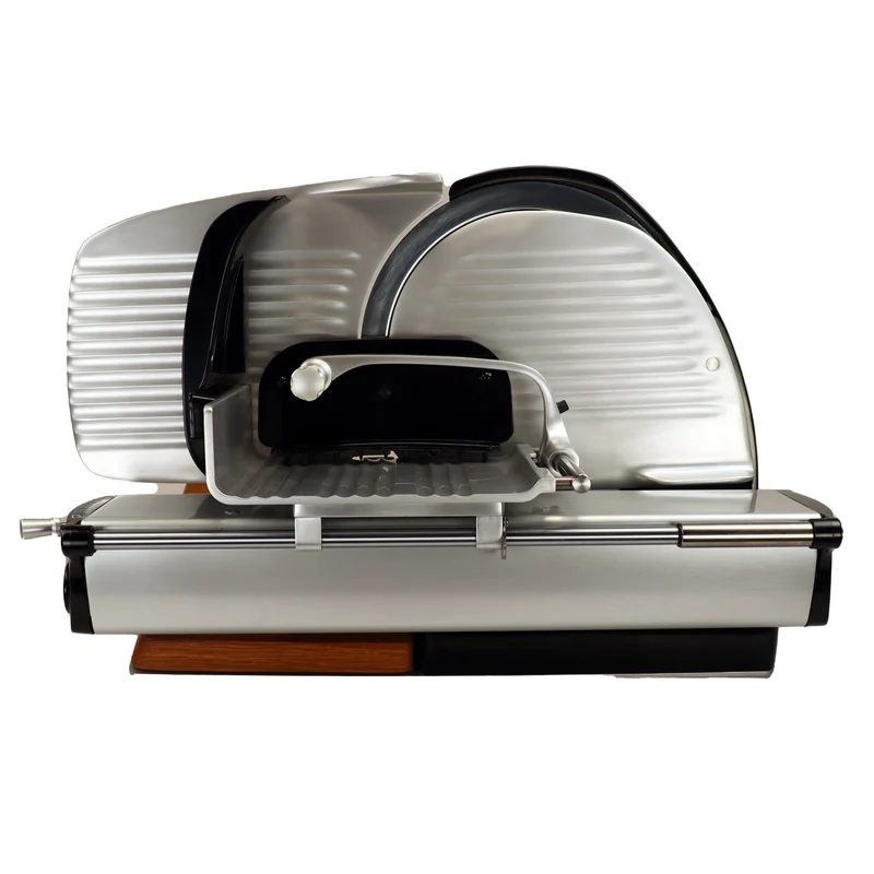 Berkel Home Line 250 Plus schwarz– Aufschnittmaschine mit handgefertigtem Unikat-Schneidebrett & Wellenschliff-Bausatz für Brot