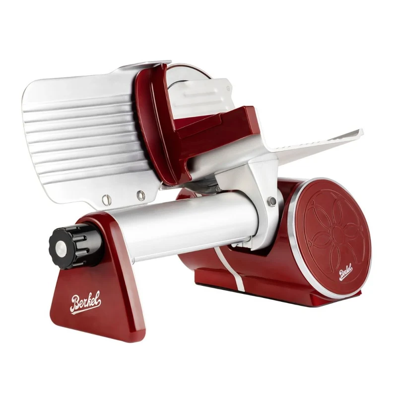 Berkel Icon Line 170 in rot mit handgefertigtem Einlegebrett aus Eichenholz 30x20cm