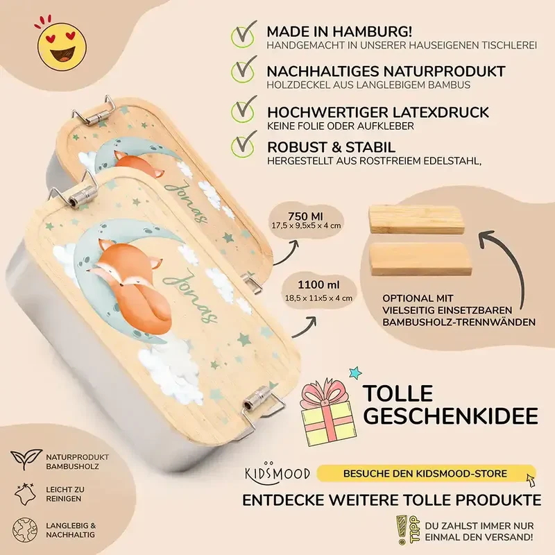 Brotdose Kinder personalisiert Baby Fuchs