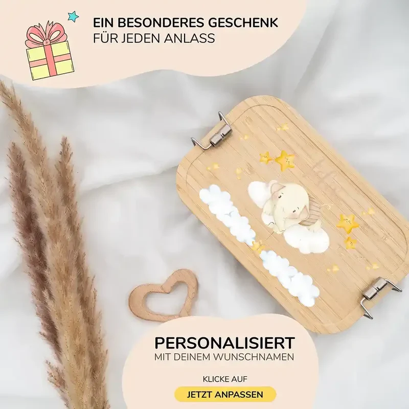 Brotdose Kinder personalisiert - Regenbogen Elefant