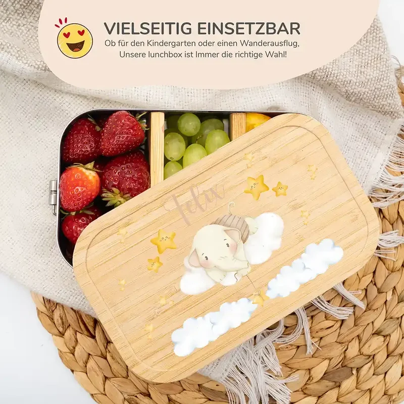 Brotdose Kinder personalisiert - Regenbogen Elefant