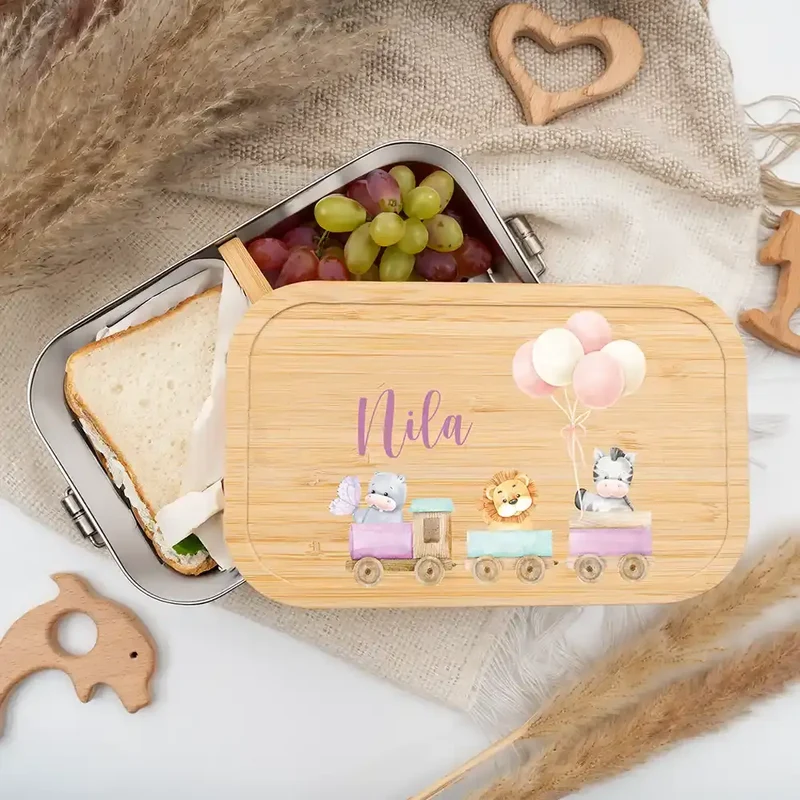 Brotdose Kinder personalisiert - Tiere Eisenbahn