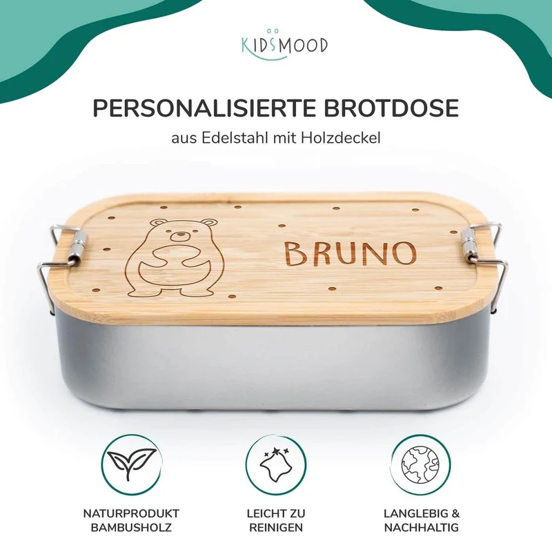 Brotdose Kinder personalisiert - Fröhlicher Bär