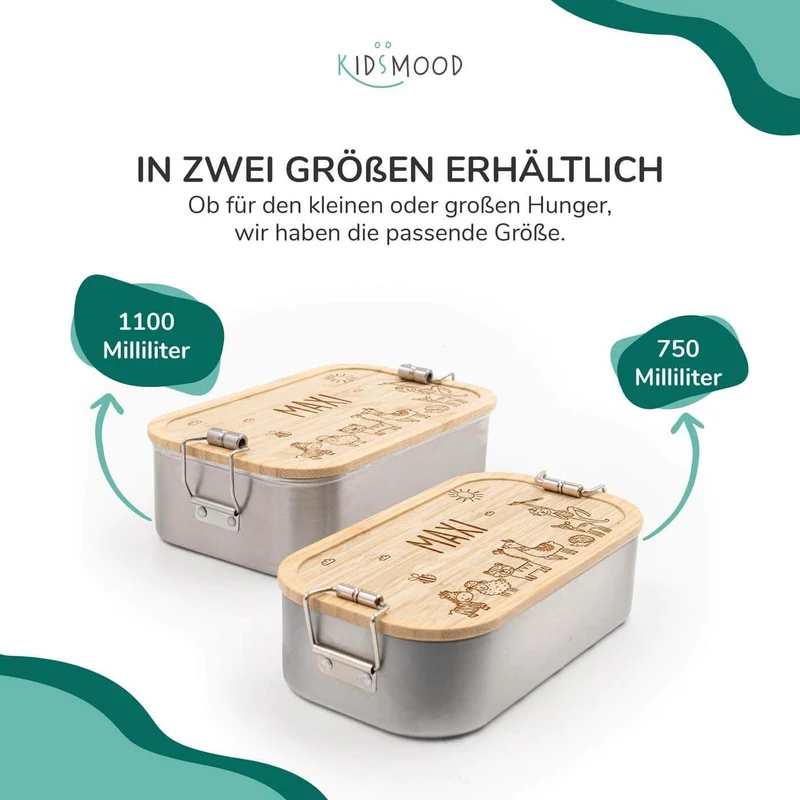 Brotdose Kinder personalisiert - Fröhliche Tierfamilie