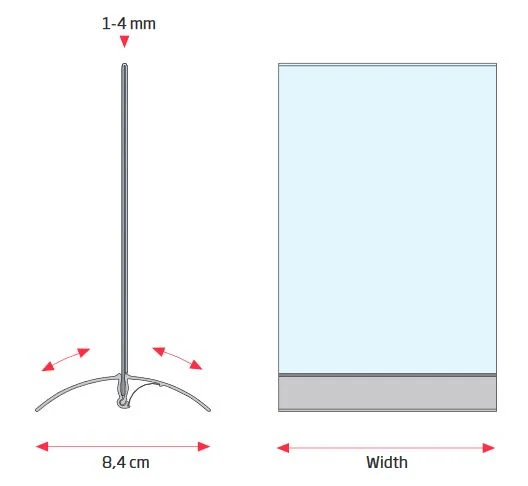 Menühalter Tischaufsteller Swing Wing Vertikal – Acryl Aufsteller mit Aluminiumfuß für Speisekarten & Informationen