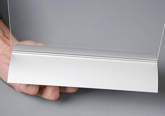 Menühalter Tischaufsteller Swing Wing Horizontal – Acryl Kartenhalter mit Aluminiumfuß