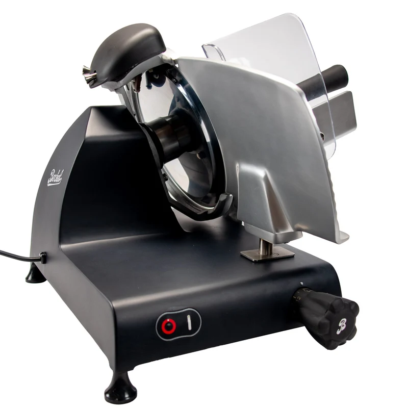 Berkel RedLine 250 MATT schwarz mit Eichenholzbrett