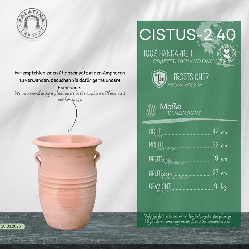 Mediterrane Vase aus Terracotta "Cistus 2" H=40cm
