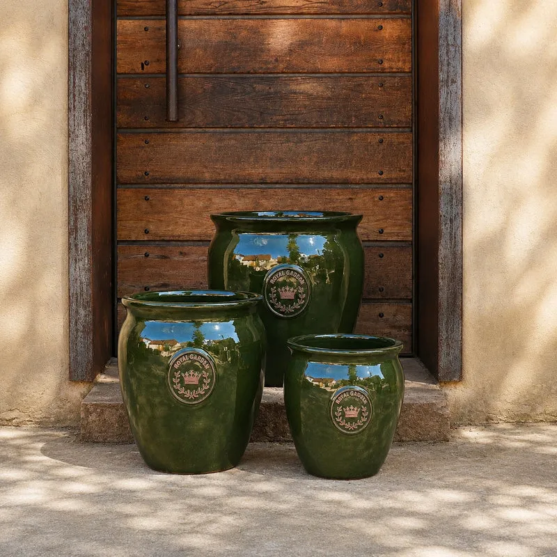 grün glasierter Pflanztopf "eggpot" in den Höhen von 29 bis 46 cm