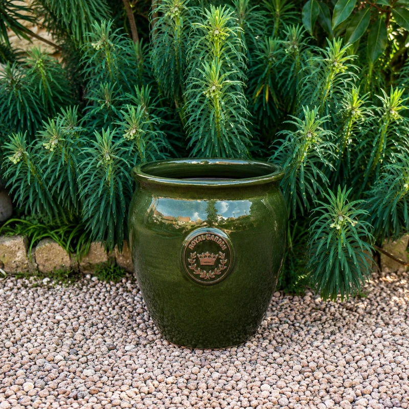 grün glasierter Pflanztopf "eggpot" in den Höhen von 29 bis 46 cm