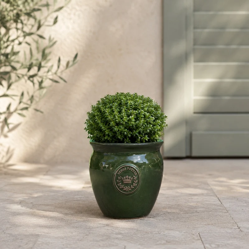 grün glasierter Pflanztopf "eggpot" in den Höhen von 29 bis 46 cm