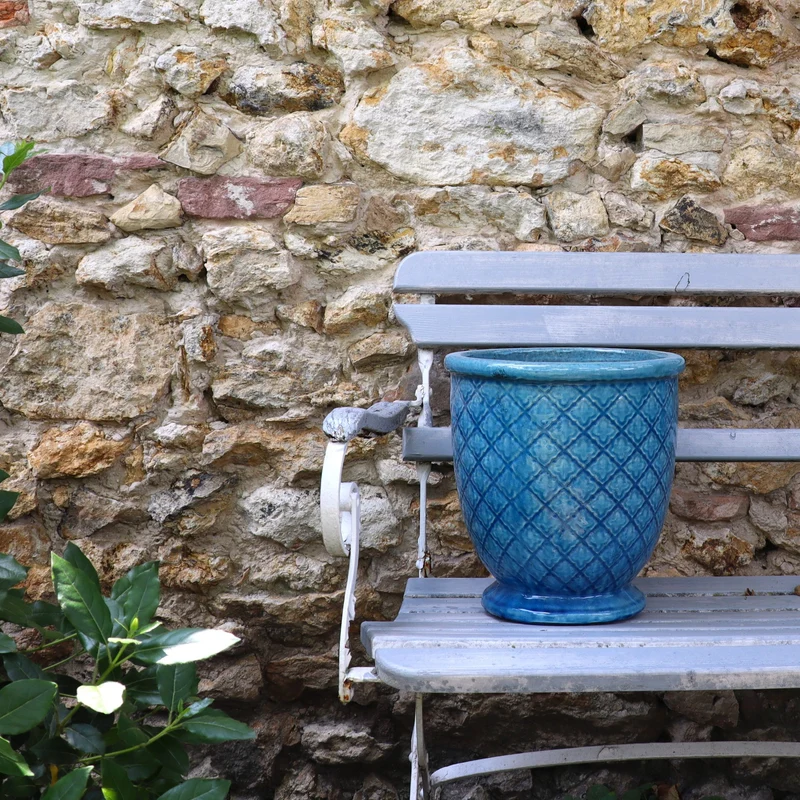 Türkis glasierter Blumentopf "Azur Provence" Höhe 30,5 bis 54 cm