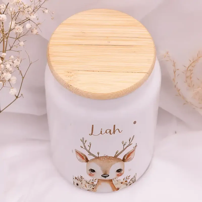 Personalisierbare Keksdose mit Name - Baby Reh