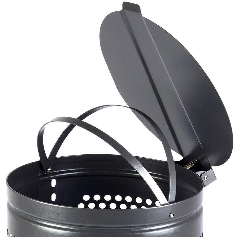 Abfallbehälter 38 Liter Outdoor – Stahl Müllbehälter mit Deckel für Außenbereich