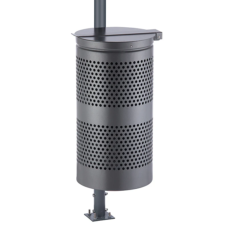 Abfallbehälter 38 Liter Outdoor – Stahl Müllbehälter mit Deckel für Außenbereich