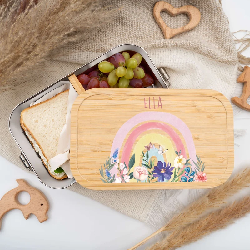 Brotdose Kinder personalisiert - Regenbogen