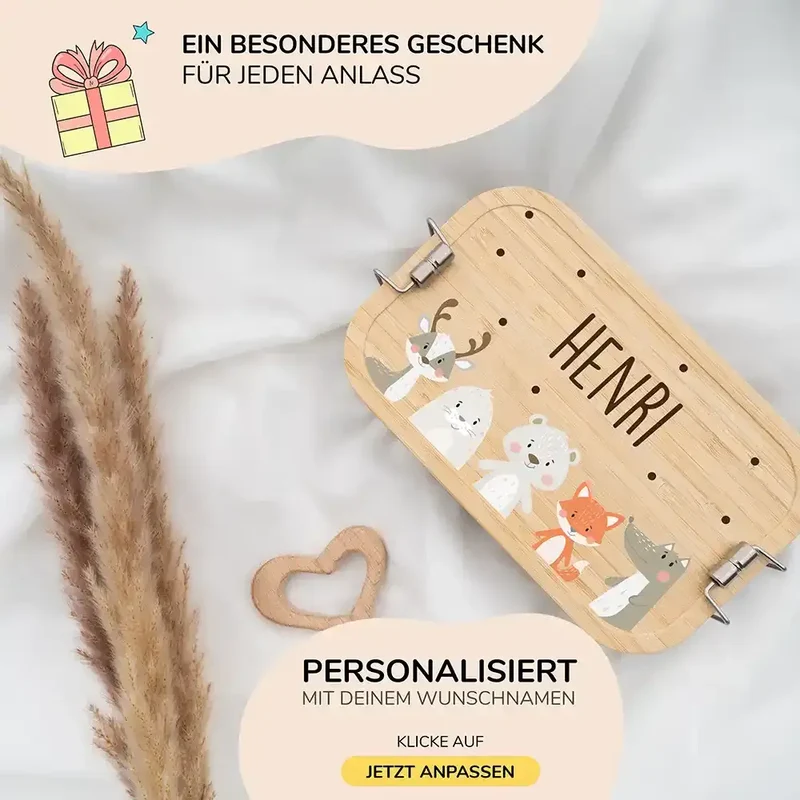 Brotdose Kinder personalisiert - Winter Animals