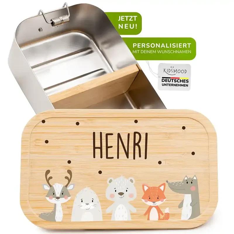 Brotdose Kinder personalisiert - Winter Animals