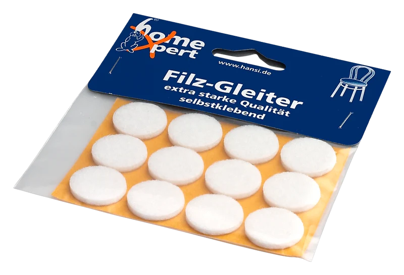 Filzgleiter Ø22mm weiß - 12 Stück