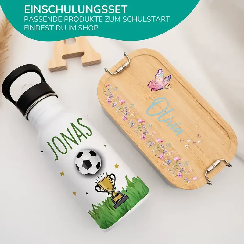 Trinkflasche Kinder Edelstahl - Fußball Champion