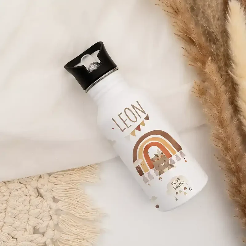 Trinkflasche Kinder Edelstahl - Boho Bär