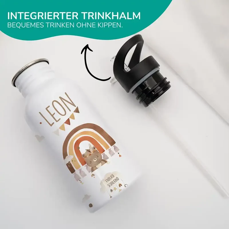 Trinkflasche Kinder Edelstahl - Boho Bär