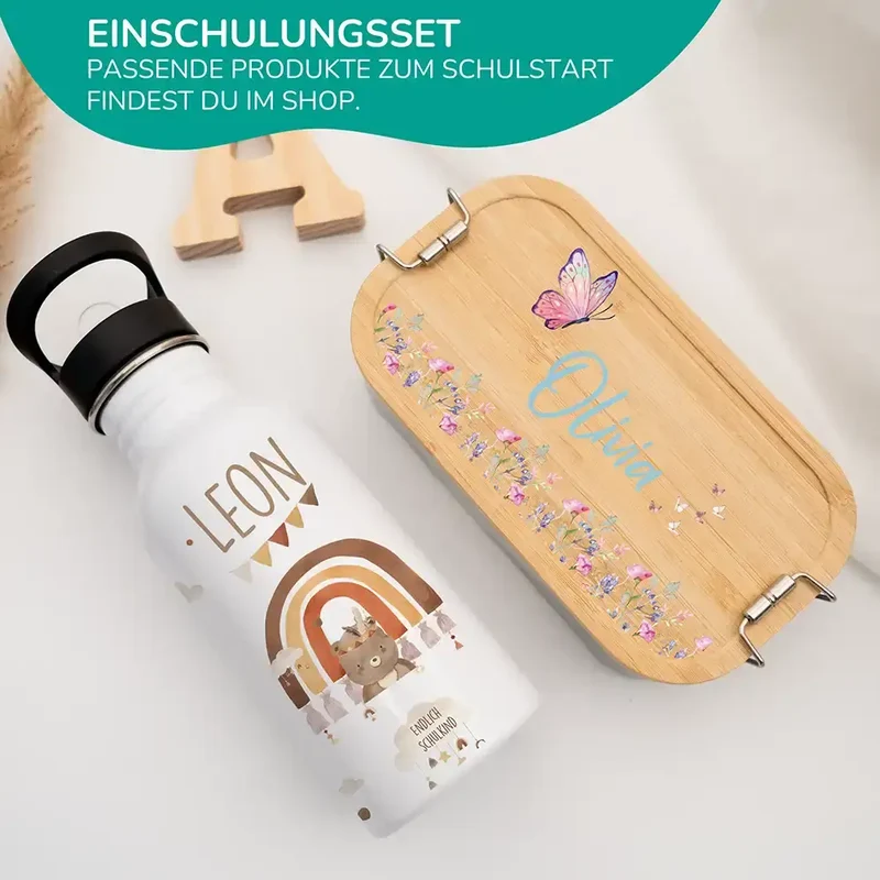 Trinkflasche Kinder Edelstahl - Boho Bär
