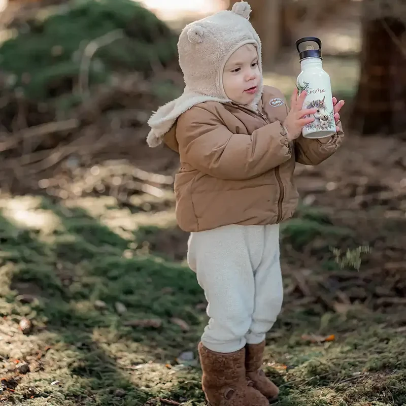 Trinkflasche Kinder Edelstahl - Einhorn mit Blüten