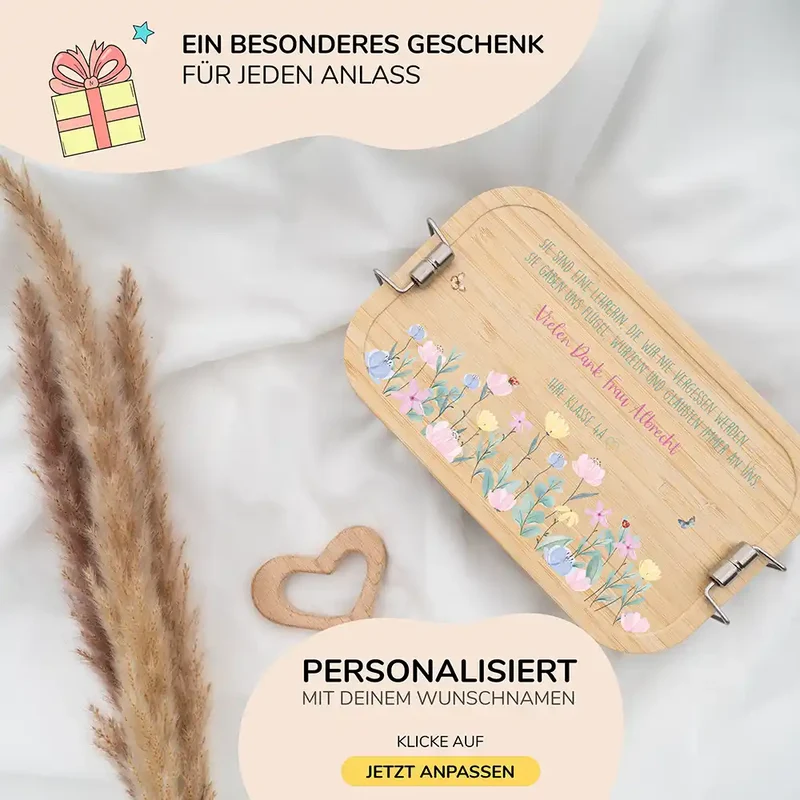 Brotdose personalisiert als Abschiedsgeschenk Blumenwiese