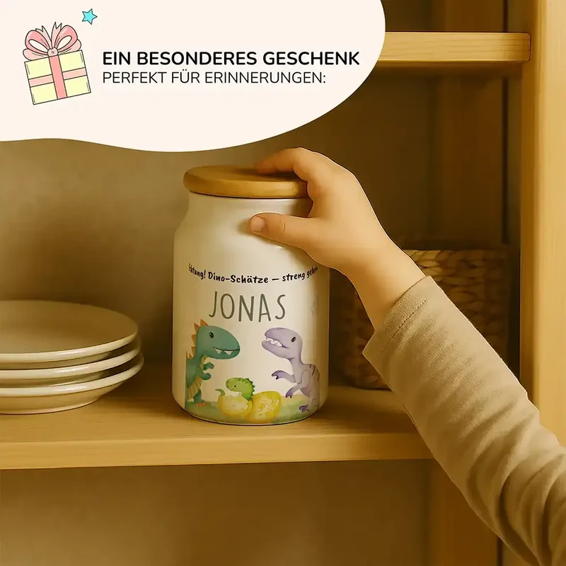 Personalisierbare Keksdose mit Name - Dinos