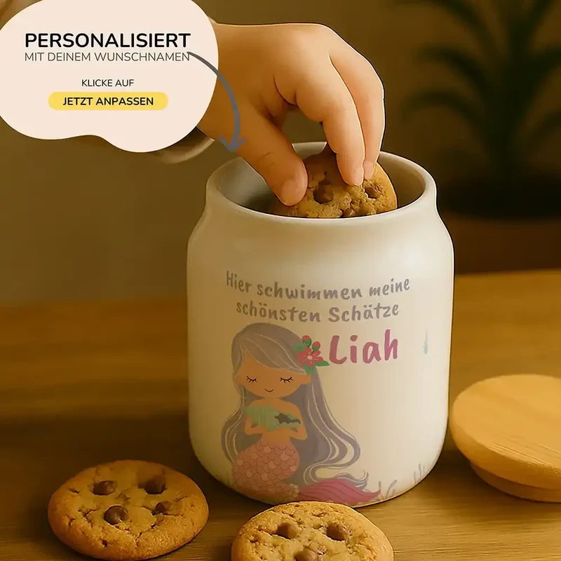 Personalisierbare Keksdose mit Name - Meerjungfrau