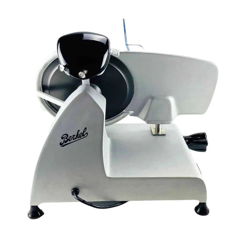 Berkel Red Line 220 Grau Teflon, Original Profi-Aufschnittmaschine, Messerdurchmesser 22 cm + Einlegebrett Eichenholz