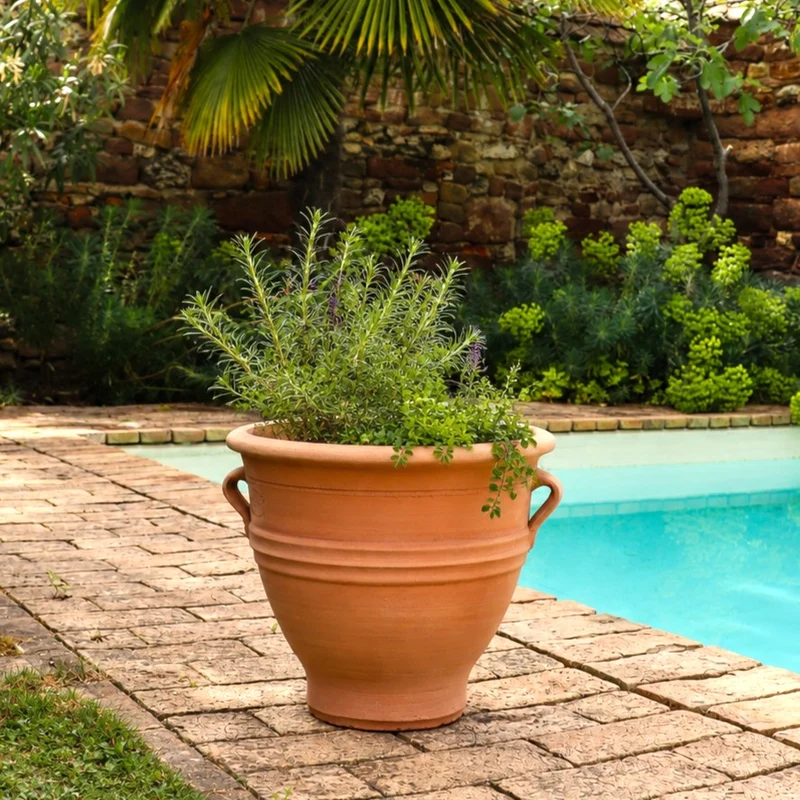 winterhartes Terracotta Pflanzgefäß "Rosa", H=35 cm