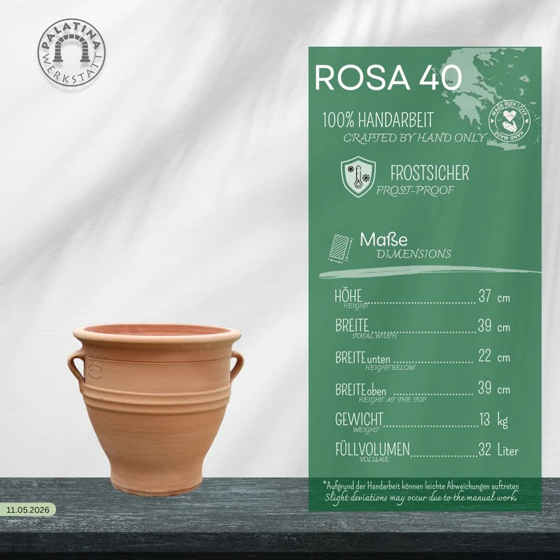 Terracotta Pflanzgefäß "Rosa", H=40 cm